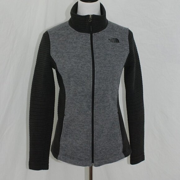The North Face Womens Small Fleece Jacket Full Zip Dark Grey 4 Pockets GUC Polye - Picture 1 of 3